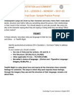 Acad 2022-2023 - Level M - Quotation and Comment Table - Term 2 Week 8 Lesson 2 Monday 30-01-23