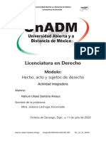 Licenciatura en Derecho: Hecho, Acto y Sujetos de Derecho