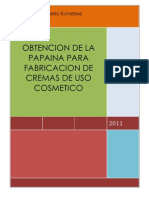 Obtencion de La Papaina para Fabricacion de Cremas de Uso Cosmetico