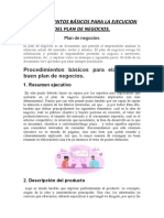 Procedimientos Básicos para La Ejecucion Del Plan de Negocios