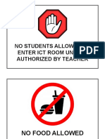 Warning Sign For Computer Lab