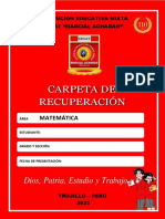 CARATULA CARPETA DE RECUPERACIÓN Cuarto