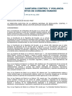 Normativa Tecnica Sanitaria para El Control y Vigilancia de Alimentos de Consumo Humano Procesados