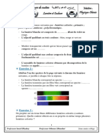 Lumiere Et Couleurs Dispersion de La Lumiere Exercices Non Corriges 6