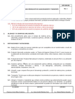 Programa Prerequisito de Almacenamiento y Transporte