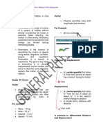 General Physics 1 Lecture Notes Kinematics Motion in One Dimension