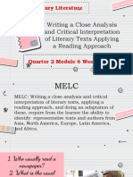 Writing A Close Analysis and Critical Interpretation of Literary Texts Applying A Reading Approach