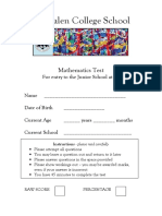 Magdalen College School 9 Plus Maths Practice Paper