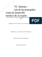 Descripción de Las Principales Zonas de Desarrollo Turístico de Su Región