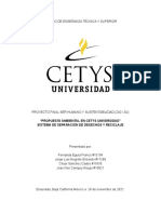 Propuesta Ambiental en CETyS Universidad. Sistema de Separación de Desechos y Reciclaje. 