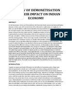 A Study of Demonetisation and Their Impact On Indian Economy