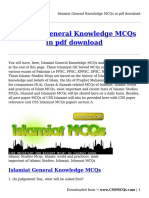 Islamiat General Knowledge MCQs in PDF Download