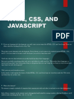 HTML, CSS, and Javascript