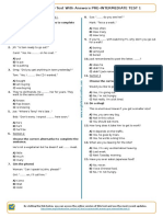 677 Esl A2 Level MCQ Test With Answers Pre Intermediate Test 1