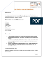 Section 1 Unit 3 Enterprise, Business Growth and Size