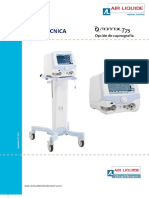 Especificaciones Ventilador de Cuidados Intensivos Monnal t75