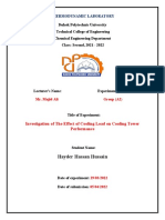 Investigation of The Effect of Cooling Load On Cooling Tower Performance Thermodynamic Exp 6