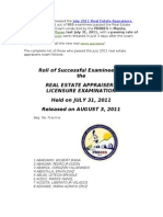 The PRC Has Just Released The July 2011 Real Estate Appraisers Exam Results