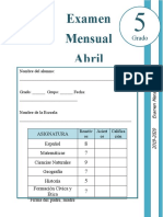 5to Grado - Examen Mensual Abril (2019-2020)