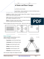 States of Matter and Phase Changes Worksheet