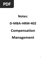 D MBA 402 HRM Compensation Management