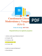 Cuestionario Literatura Modernismo y Vanguardismo