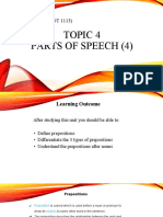 Topic: 4 Parts of Speech