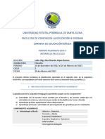 Universidad Estatal Península de Santa Elena Facultad de Ciencias de La Educación E Idiomas Carrera de Educación Básica