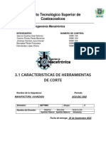 3.1 Caracteristicas de Herramientas de Corte