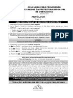 Psicólogo: Concurso para Provimento de Cargos Da Prefeitura Municipal de Uberlândia