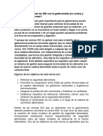 Cómo Se Relacionan Las ISO Con La Gastronomía y o Cocina y Cuáles