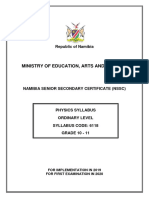 NSSCO Physics Syllabus