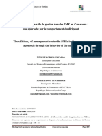 L'efficacité Du Contrôle de Gestion Dans Les PME Au Cameroun - Une Approche Par Le Comportement Du Dirigeant