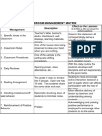 Classroom MNGT Matrix