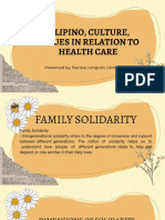 Filipino, Culture, Values in Relation To Health Care: Presented By: Mariwa, Longcob, Usman