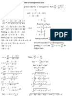 Equation Reducible To Homogeneous Differential Equation