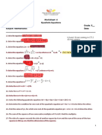 Quadratic Equations WS