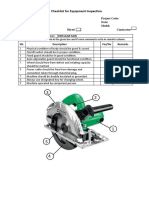 Checklist For Equipment Inspection Circular Saw