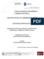 Reporte de Investigación de Las Principales Teorías Del Comercio Internacional.