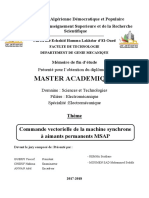 Master Academique: Commande Vectorielle de La Machine Synchrone À Aimants Permanents MSAP