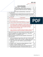 BRCL-005 Arrival Checklist