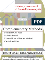 Lesson 7 Complementary Investment Studies and Break Even Analysis