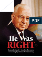 He Was Right by Herbert W. Armstrong