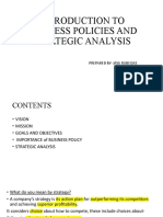 Introduction To Business Policies and Strategic Analysis