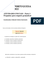 Atividades Iniciais 5 Ano Parte 3 Perguntas para Enquete Gramatical