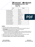 Annual Viva Examination 2022 - 2023: Date Sheet Class - Viii Date & Day Subject