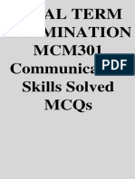 MCM301 FINAL TERM SOLVED MCQS by VU Short Pakistan PDF