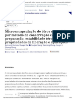 Microencapsulação de Óleos Essenciais Por Método de Coacervação Complexo: Preparação, Estabilidade Térmica, Propriedades de Liberação e Aplicações