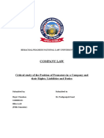 Critical Study of The Position of Promoters in A Company and Their Rights, Liabilities and Duties