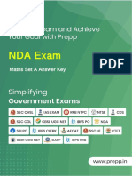 Nda E: Maths Set A Answer Key